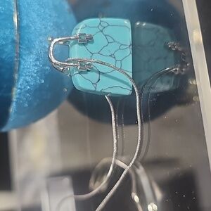 NWT Blue Turquois Stone Purse Necklace